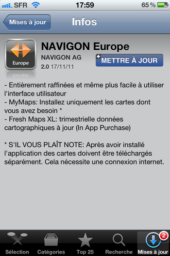 Navigon 2.0 sur iphone en détail