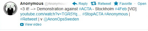 Démonstration de force contre ACTA à Stockholm