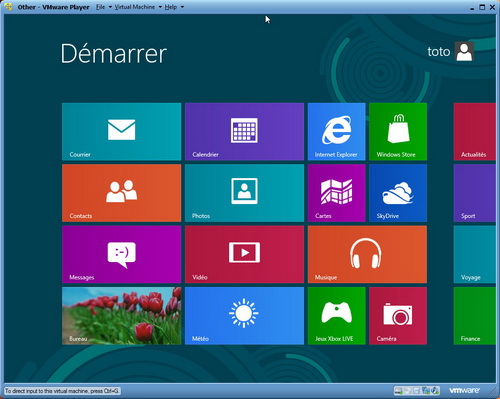 Installer Windows 8 Release Preview avec VMware player