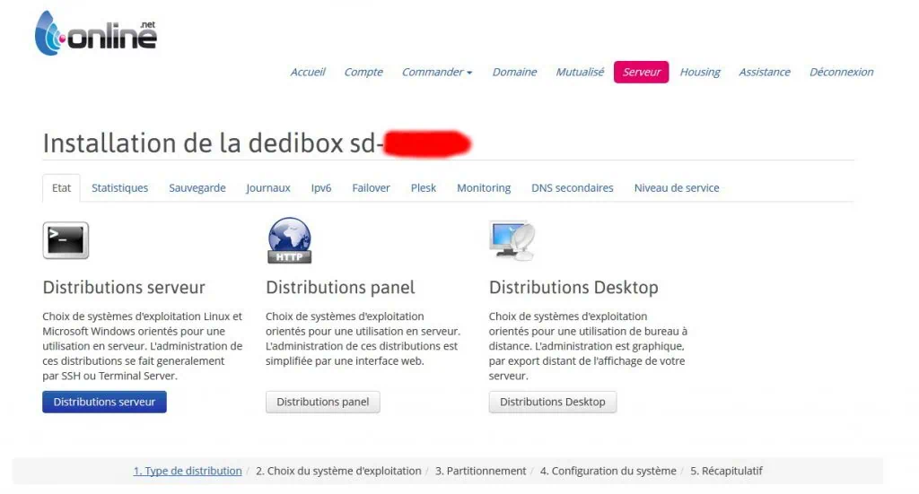 Configuration et installation d'une Serveur Dedibox SC : Préparation de la machine