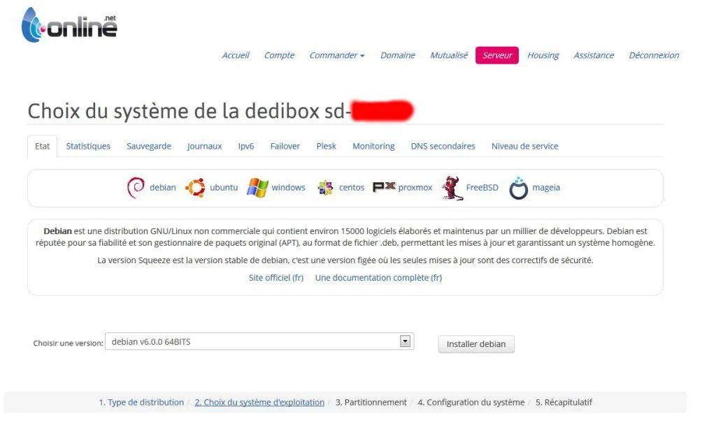 Configuration et installation d'une Serveur Dedibox SC : Préparation de la machine