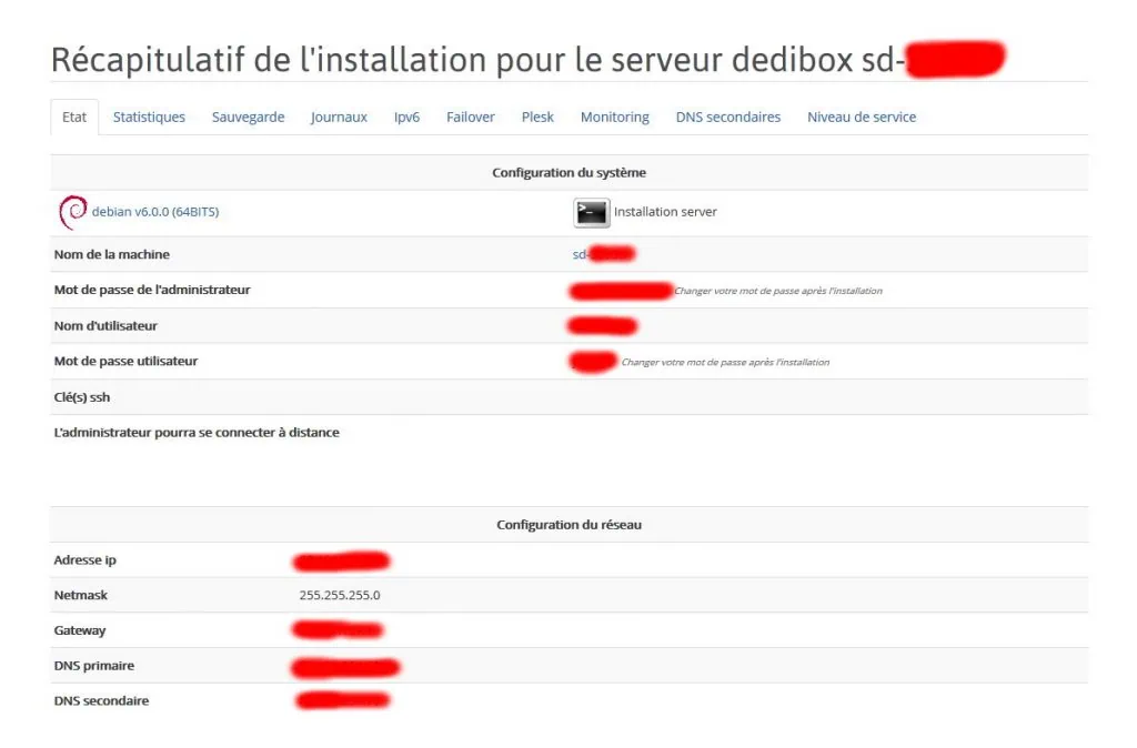 Configuration et installation d'une Serveur Dedibox SC : Préparation de la machine