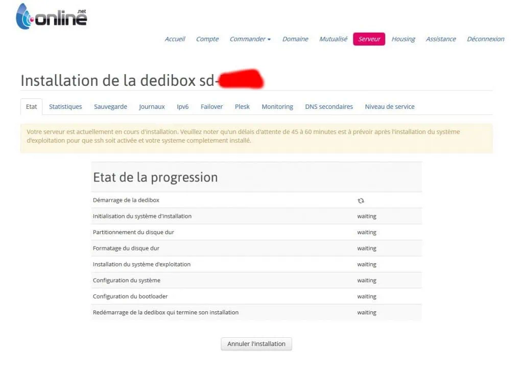 Configuration et installation d'une Serveur Dedibox SC : Préparation de la machine