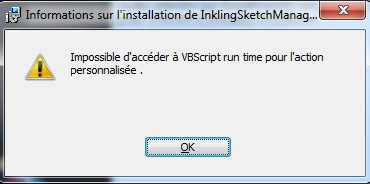 Erreur VbScript run time lors de l'installation d'un logiciel comme Sketch Manager