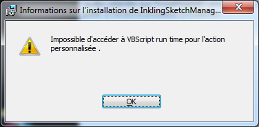Erreur VbScript run time lors de l'installation d'un logiciel comme Sketch Manager
