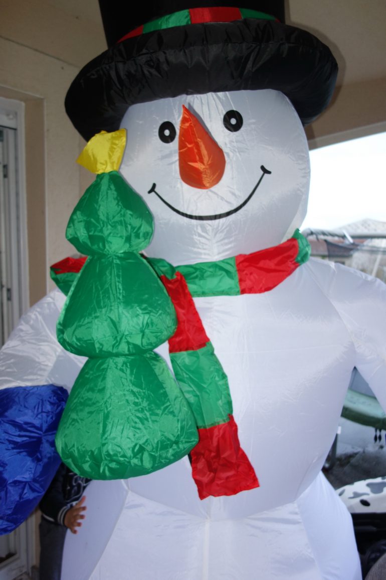 Avis et test sur le Bonhomme de neige auto-gonflable de 240cm oneConcept Mr. Frost