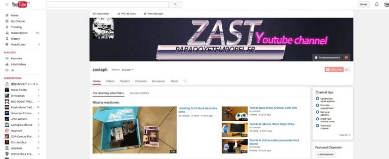 Ajouter un flux rss d'une chaine youtube