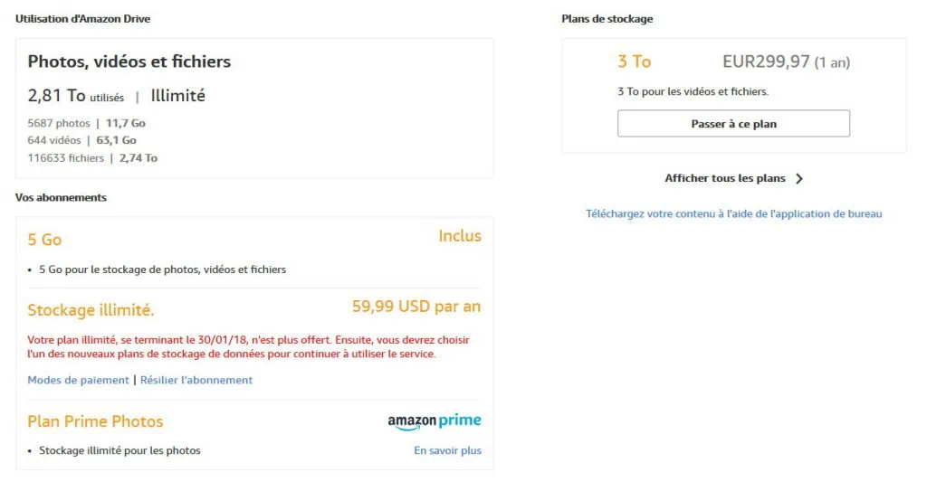 Amazon drive sans limite la fin : Que faire