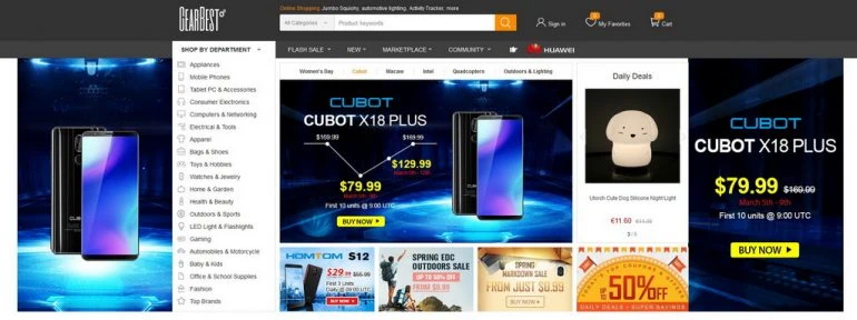 Les correspondances des Warehouse de Gearbest