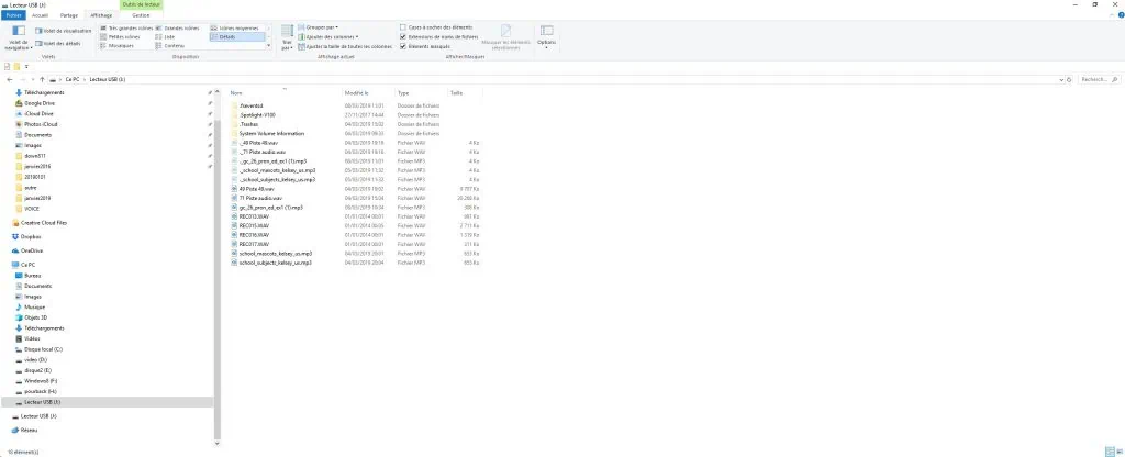 Trouver ses enregistrements sur la clé MP3 Barthe