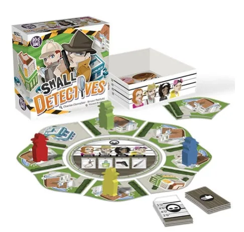 Test de Small Detectives de Charles Chevalier et Bruno Faidutti. Trouvez l’arme et le coupable avec Pixie Games