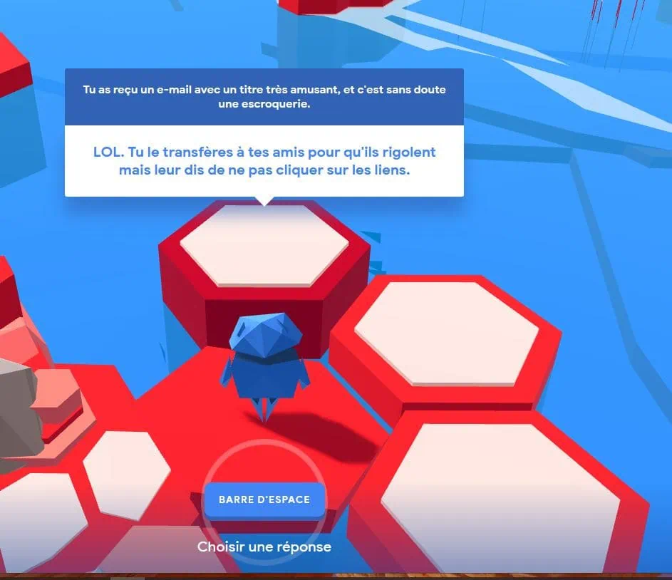 Ecran du jeu interland La rivièrezz de la réalité - le quiz