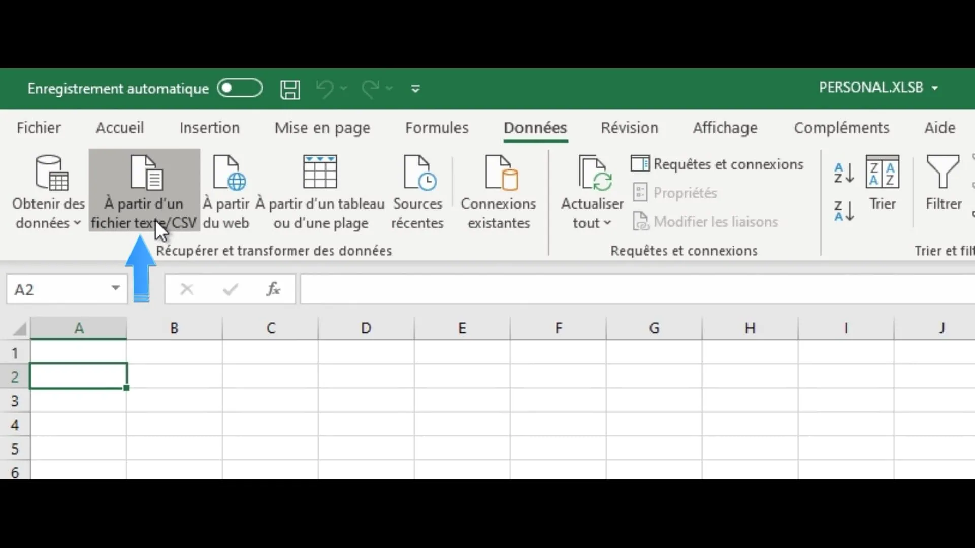 charger fichier csv dans excel