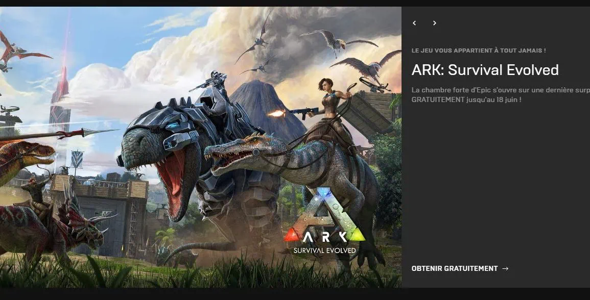 Ark Survival evolved gratuit epic games