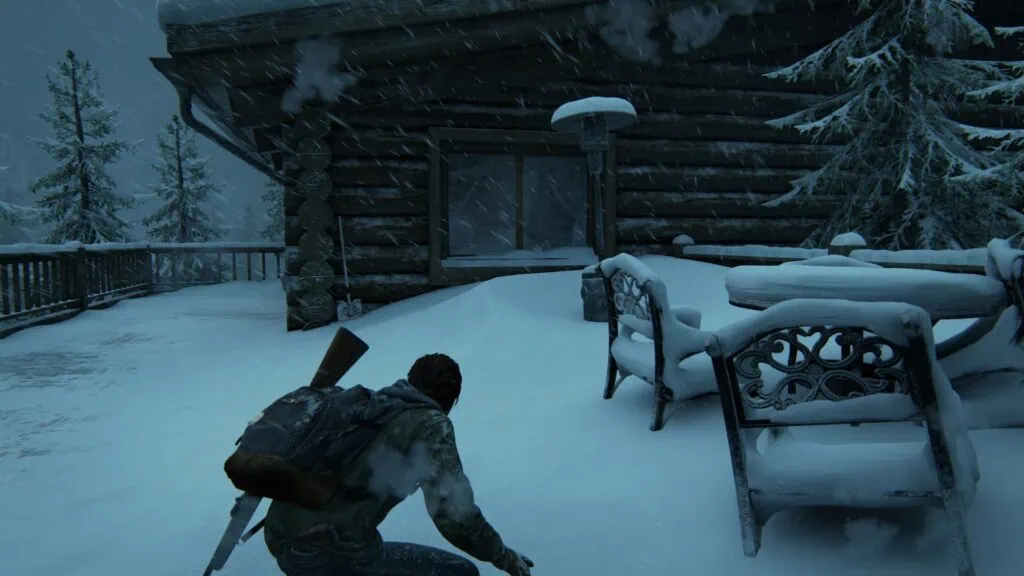 Ellie avance discrètement dans la neige