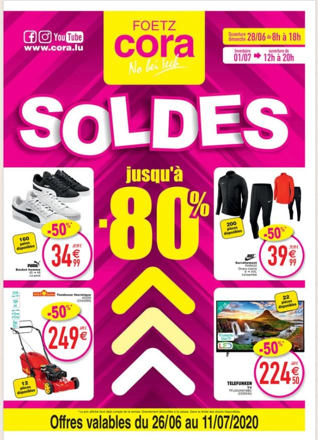 Flyer Soldes été 2020 Cora Luxembourg