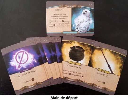 Les cartes du jeu de société Harry Potter Bataille à Poudlard