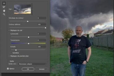 Menu changer ciel dans photoshop