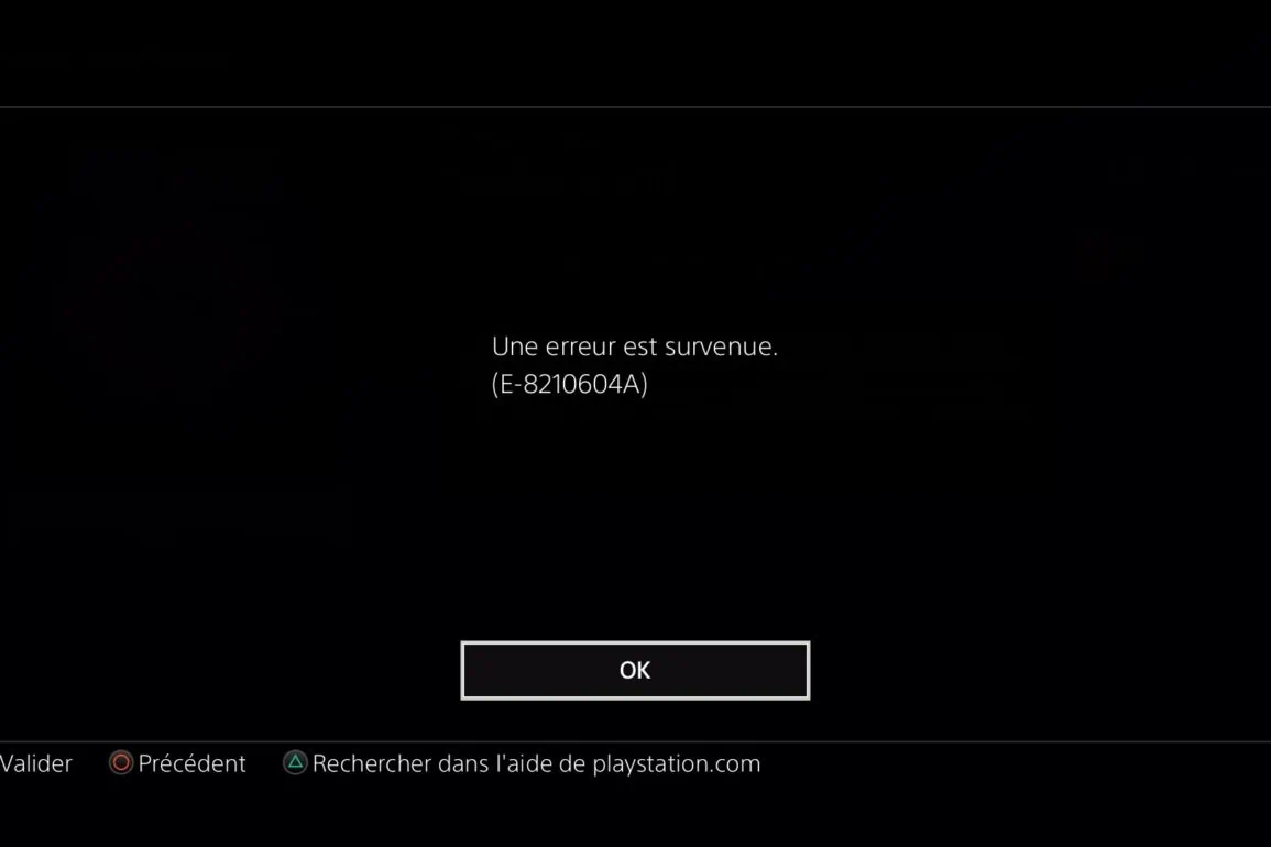 Erreur E-8210604A sur PS store