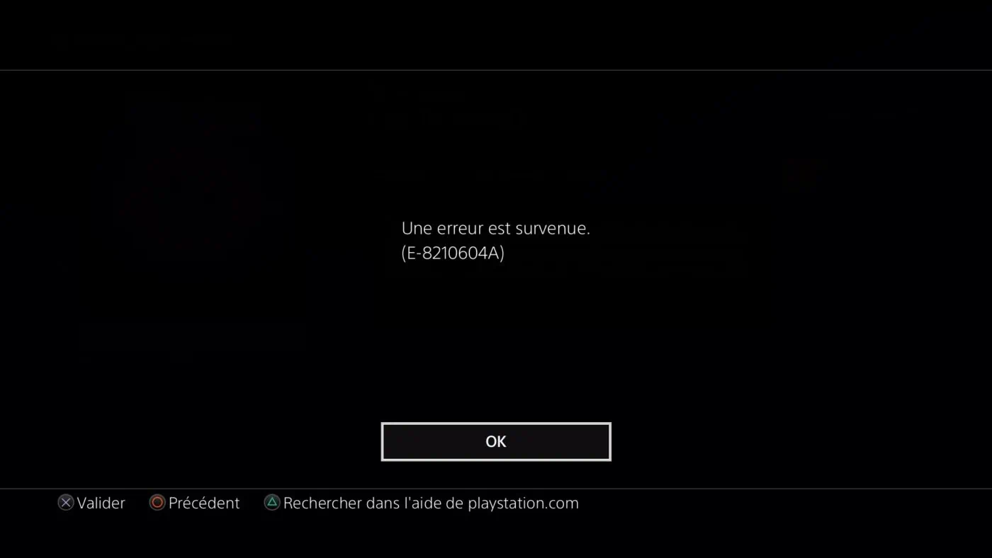 Erreur E-8210604A sur PS store