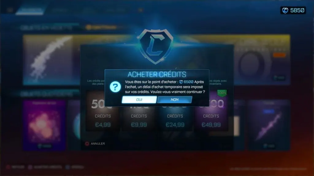 Achat crédit Rocket League