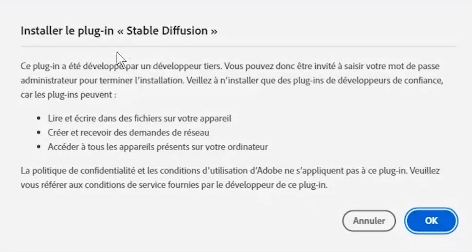 Installation du plugin stable diffusion photoshop