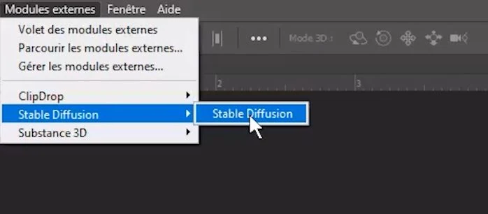 Lancement du plugin Stable Diffusion pour Photoshop