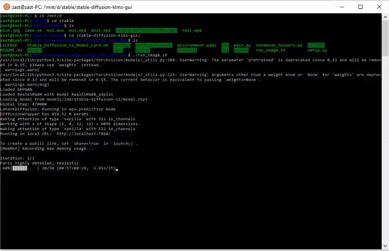 Lancement de stable diffusion