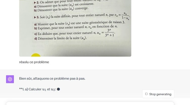 ChatGPT résout des problèmes de maths et d'anglais à partir d'une photo