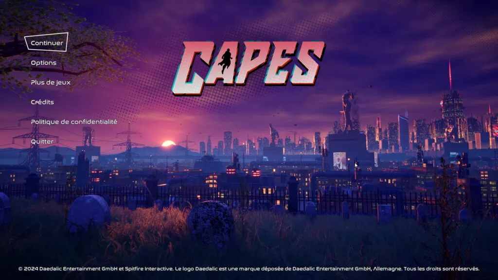 Menu du jeu Capes sur Steam