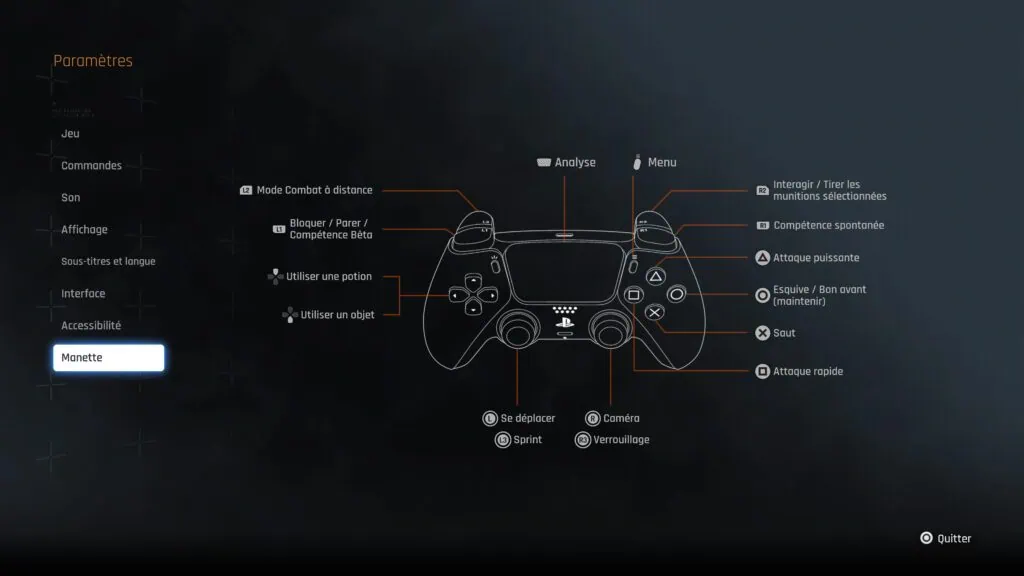 configuration manette dans stellar blade