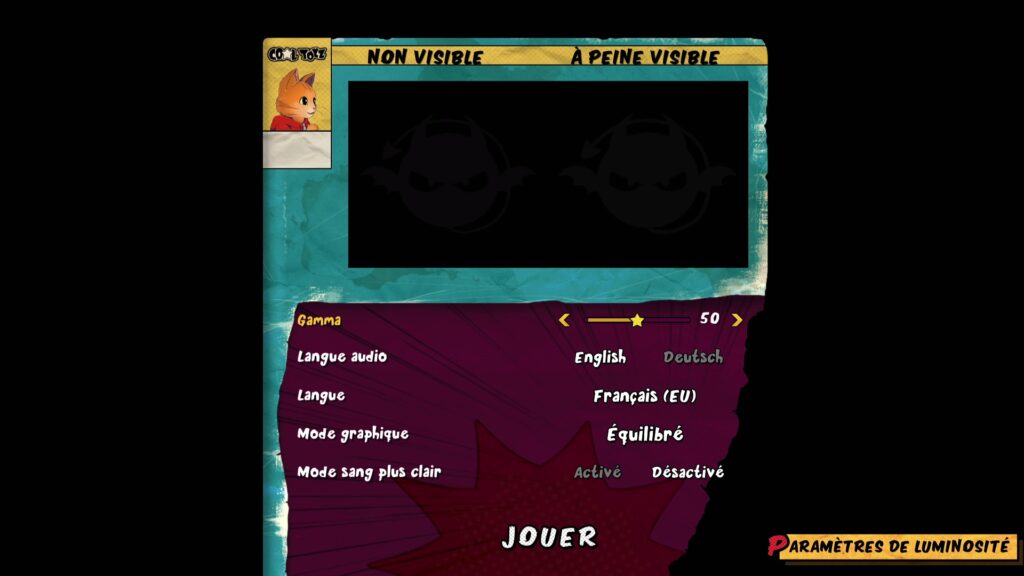 Gori: Cuddly Carnage menu du jeu