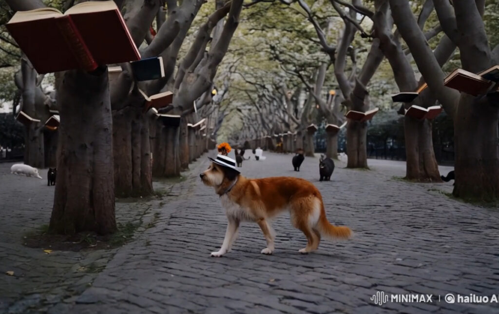 Résultat en vidéo du Prompt du chien avec un chapeau