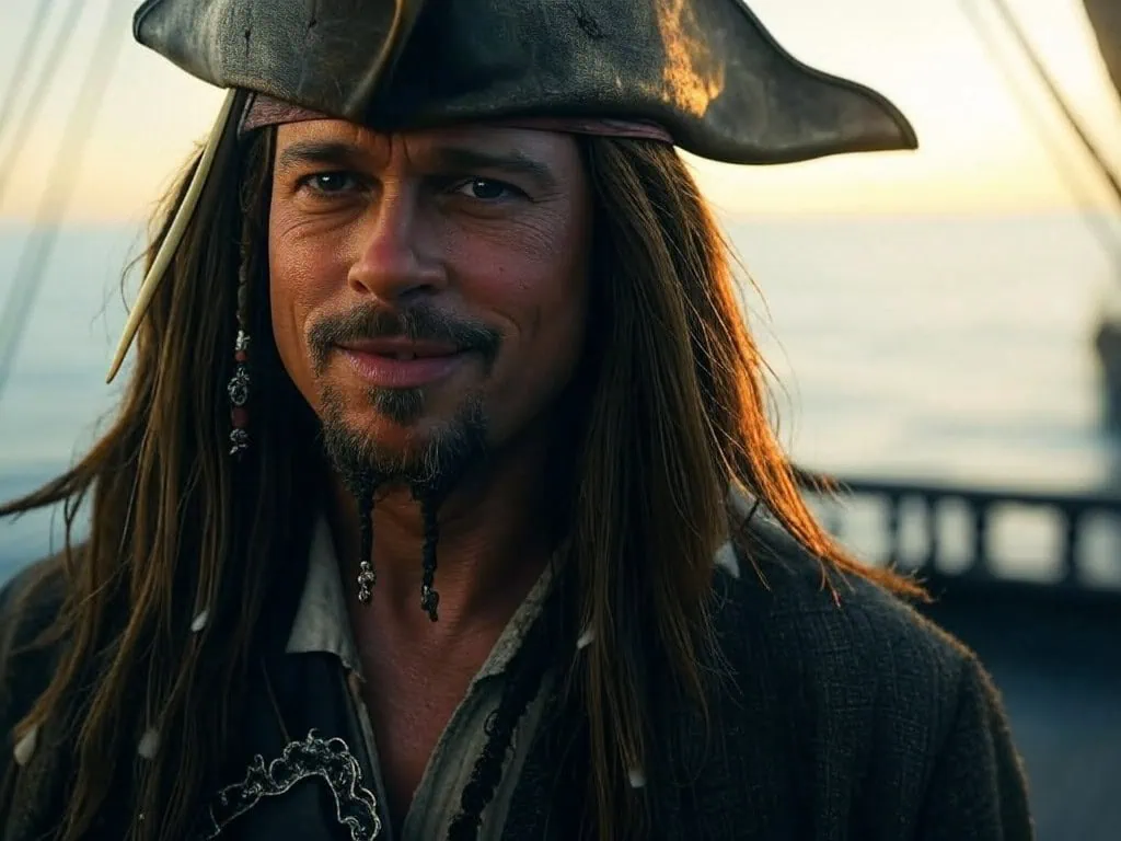 Grok 2 + Aurora Brad Pitt dans les Pirates des Caraïbes