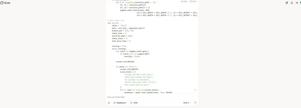 Grok 3 code python maze