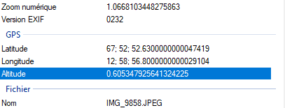 Exemple fichier EXIF avec coordonnées GPS