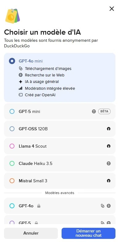 DuckDuckGo Pro (DuckAI) : essai gratuit, modèles IA premium (GPT-5, Claude) et VPN inclus