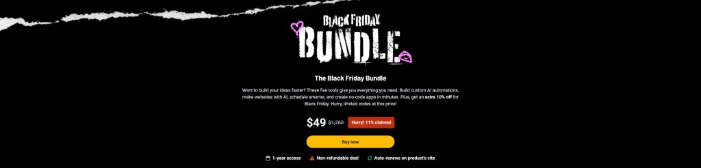AppSumo Black Friday Bundle 2025 : 5 outils IA (nombre de Bundle limité)