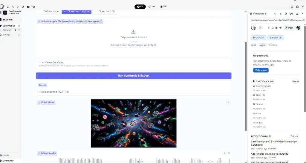 ZastTranslate : traduire et doubler vos vidéos YouTube gratuitement avec l'IA en local