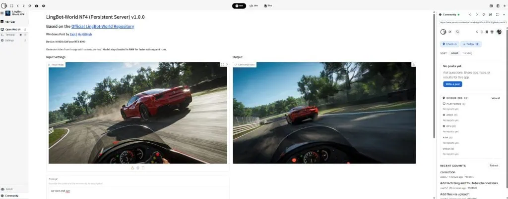 Tuto LingBot-World : Comment animer une image avec contrôle de caméra en local avec Pinokio