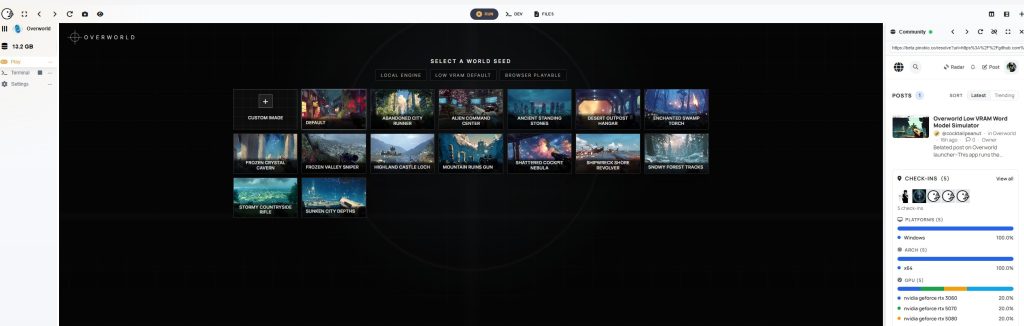 Biome IA by Overworld : tuto Pinokio pour générer un monde interactif en temps réel sur PC 98 Biome IA by Overworld : tuto Pinokio pour générer un monde interactif en temps réel sur PC