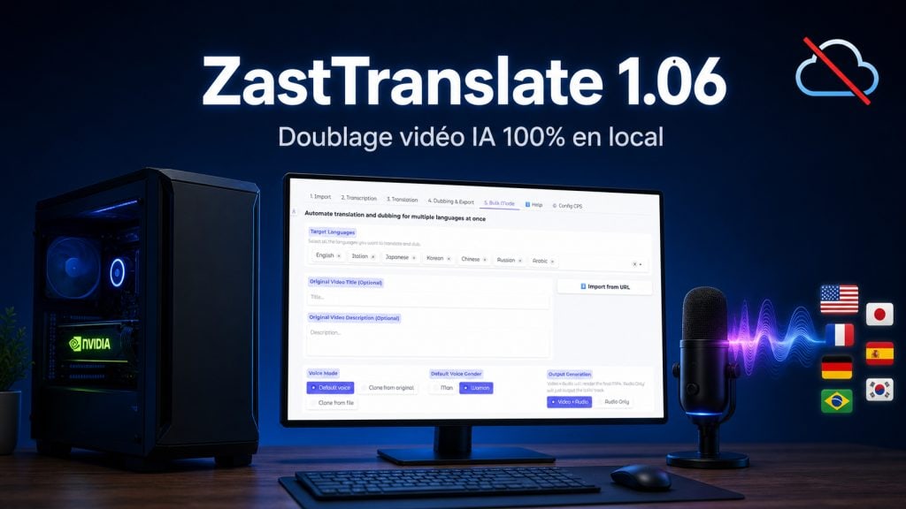 ZastTranslate 1.06 : traduire et doubler ses vidéos en local