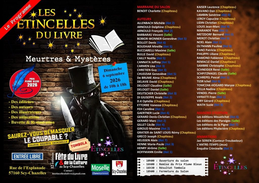 Les Étincelles du livre 2026 à Scy-Chazelles : programme et auteurs