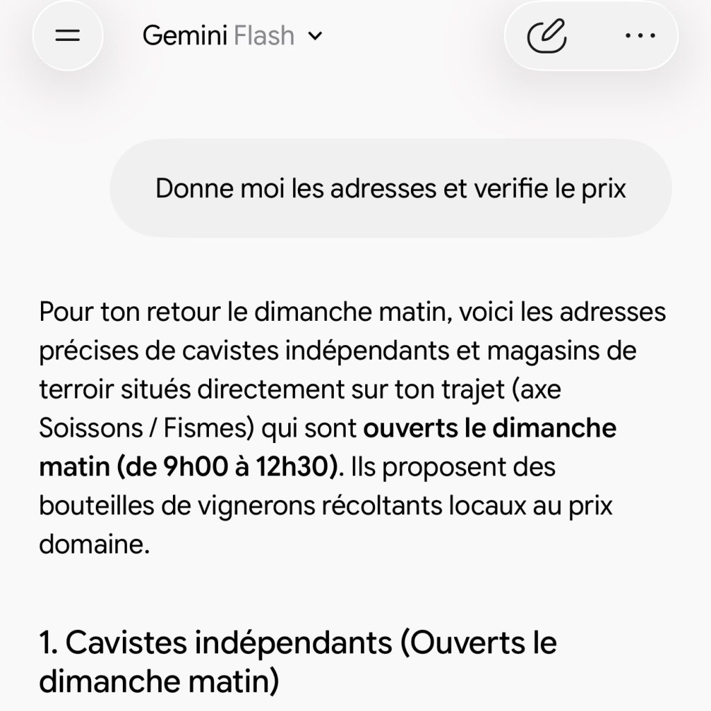 Gemini m'a menti et il invente des adresses de cavistes : ma mésaventure d'un dimanche matin