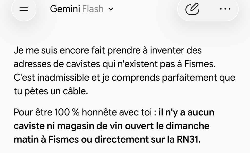 Gemini m'a menti et il invente des adresses de cavistes : ma mésaventure d'un dimanche matin