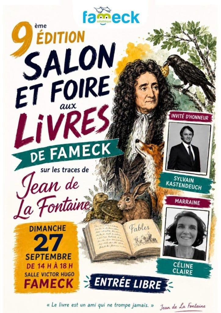 Affiche du salon du livre de Fameck 2026 consacré à Jean de La Fontaine