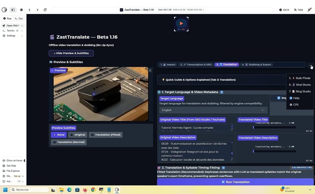 ZastTranslate : doubler ses vidéos avec sa propre voix en local