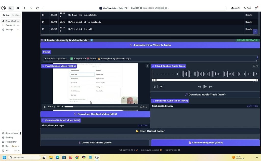 ZastTranslate : doubler ses vidéos avec sa propre voix en local