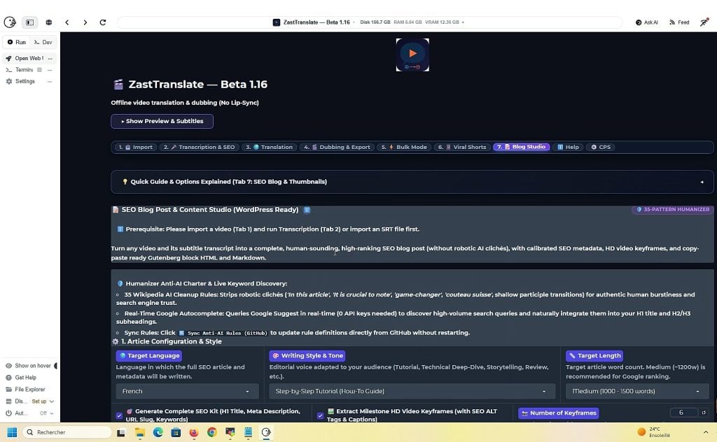 ZastTranslate : doubler ses vidéos avec sa propre voix en local